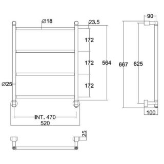 Полотенцесушитель электрический Margaroli Mini 3-582 Switch Chrome CR 66x52 см кнопка справа хром
